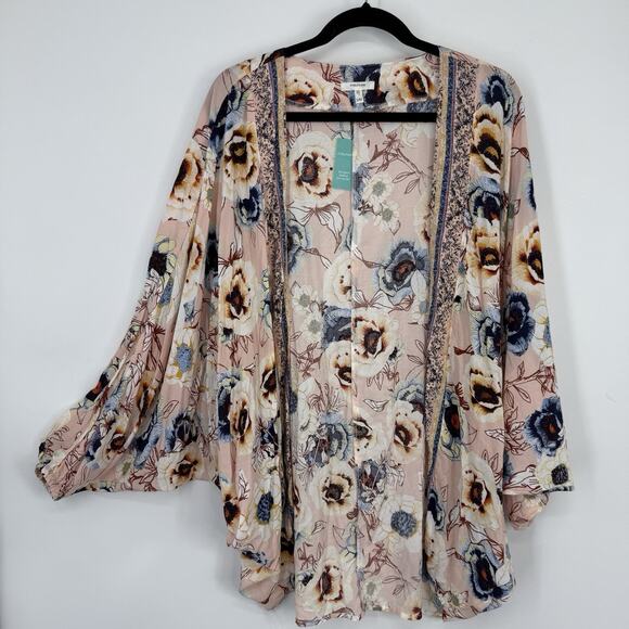 Maurices NEW Floral Cocoon Kimono Size S/M Open - Picture 10 of 11